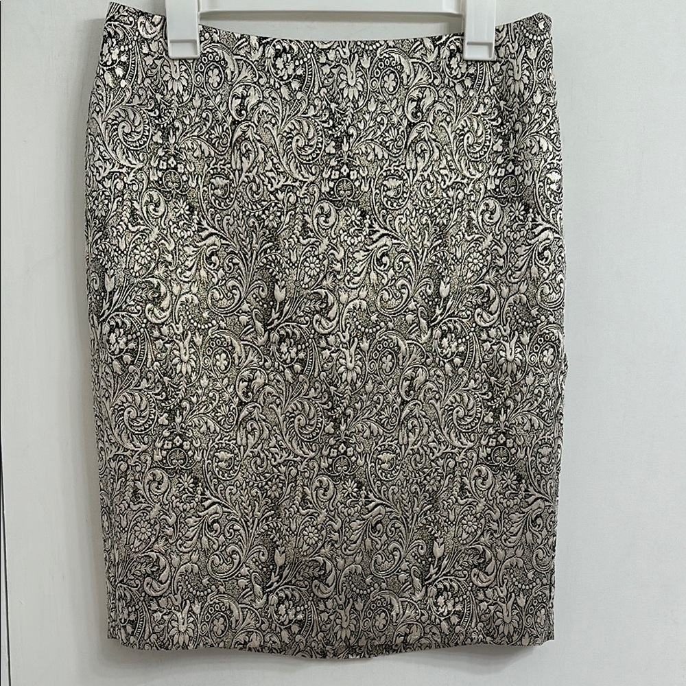 J.Jill Gold Shimmer Brocade Pencil Skirt